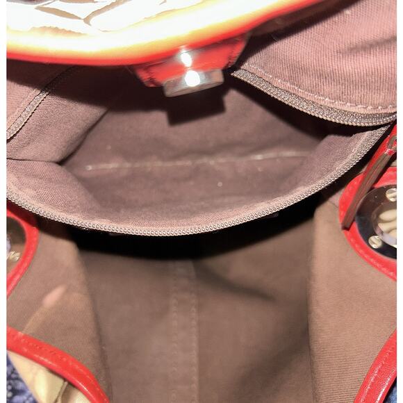 Coach Hadley Signature Tan & Red Leather Duffle Bag F289181 Authenticated - Picture 8 of 13